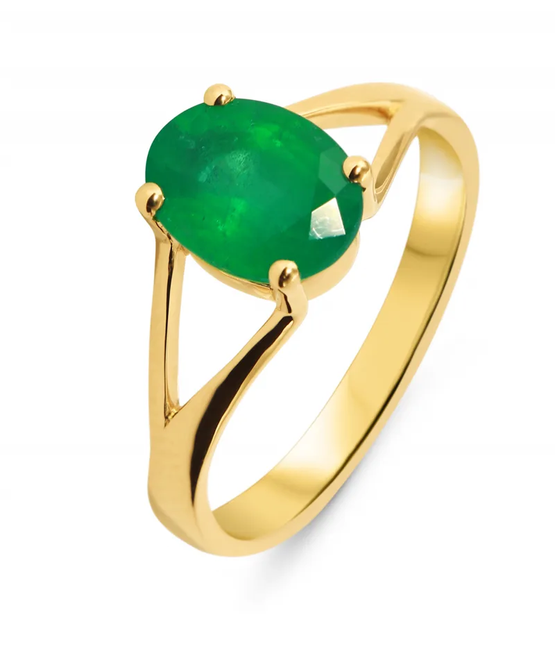 Bague Emeraude Verte Ovale 9x7mm en Or Jaune 750 pour femme - Bijoux Trabbia Vuillermoz